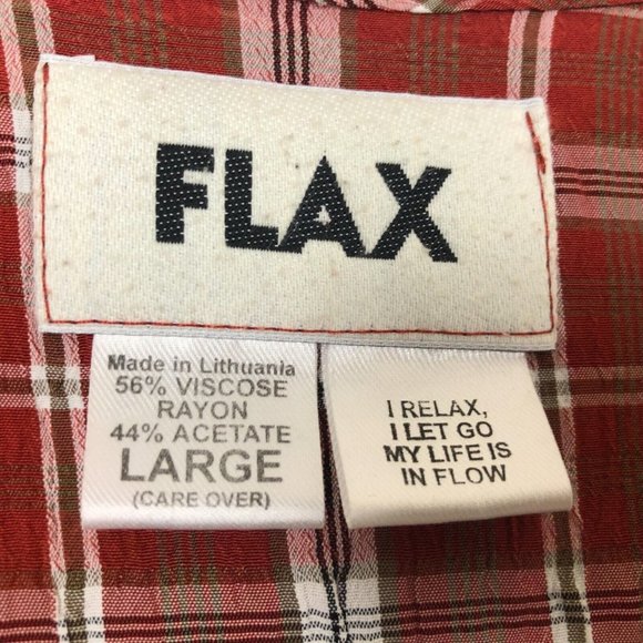 FLAX Rayon/ Acetate Rust Plaid Vintage  Long Sleeve Tunic Dress Large - Picture 7 of 8